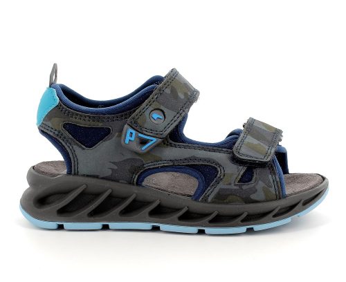 Primigi, sötétkék, terepmintás, fiú, sportszandál, bőr talpbetéttel (31-35); (1891633) (34)
