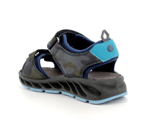 Primigi, sötétkék, terepmintás, fiú, sportszandál, bőr talpbetéttel (31-35); (1891633) (34)