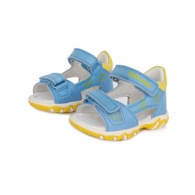   D.D. Step világoskék-sárga, bőr, tigrises szandál (20 - 25); (AC625-51) (20)