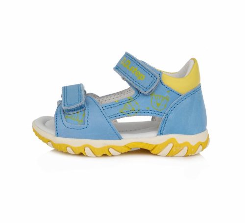 D.D. Step világoskék-sárga, bőr, tigrises szandál (20 - 25); (AC625-51) (20)