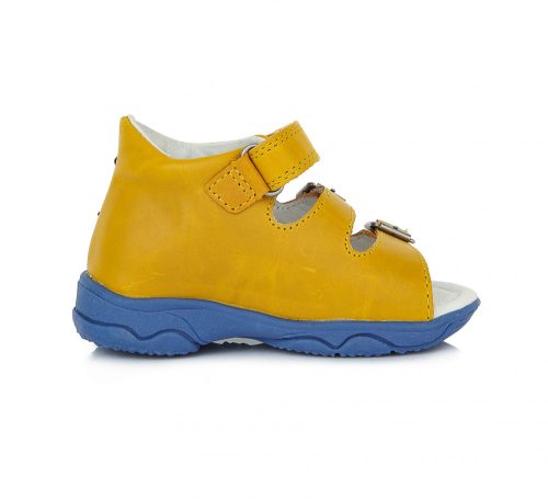 D.D. Step, mustársárga, bőr, kisfú, szandál, LED világítással, krokodilos díszítéssel (20-25); (AC64-6B) (20)