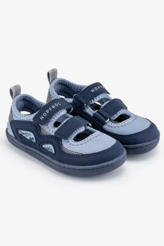 HOPFRÖG Barefoot BioVegán-bőr és textil quick-dry szandál, nyitott cipő (24-32 méretekben) (27-es méret) | HOPFRÖG SMART WALKER OUTDOOR SANDAL BLUE DUO BAREFOOT SANDAL