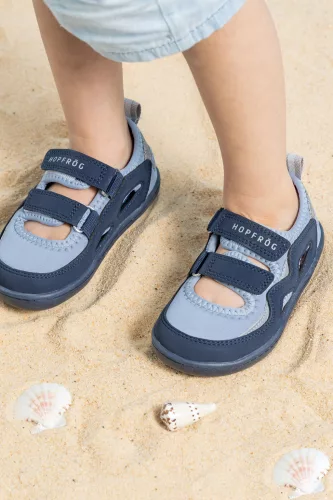 HOPFRÖG Barefoot BioVegán-bőr és textil quick-dry szandál, nyitott cipő (24-32 méretekben) (27-es méret) | HOPFRÖG SMART WALKER OUTDOOR SANDAL BLUE DUO BAREFOOT SANDAL