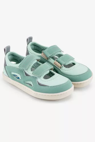 HOPFRÖG Barefoot BioVegán-bőr és textil quick-dry szandál, nyitott cipő (24-32 méretekben) (29-es méret) | HOPFRÖG SMART WALKER OUTDOOR SANDAL GREEN DUO BAREFOOT SANDAL