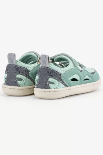 HOPFRÖG Barefoot BioVegán-bőr és textil quick-dry szandál, nyitott cipő (24-32 méretekben) (29-es méret) | HOPFRÖG SMART WALKER OUTDOOR SANDAL GREEN DUO BAREFOOT SANDAL