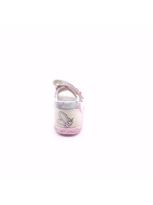 Asso, bézs-rózsaszín bőr kislány szandál, pillangós díszítéssel (21 - 24); (L-SZ-009-45) (21)