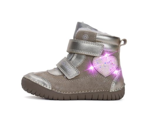 D.D. Step warm lining winter boots, LED lights, heart  (25-30 size) W050-42707D (30)